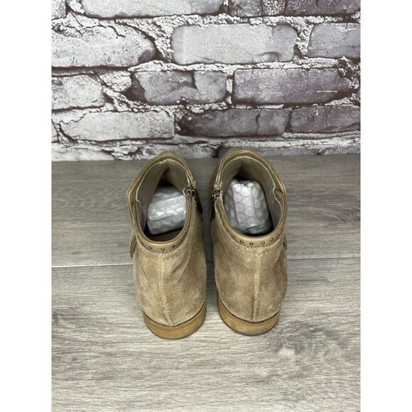ITALEAU Tan Suede Leather Ankle Side Zipper Low Heel Boots Women Sz 37EU/7.5M US - Picture 5 of 16